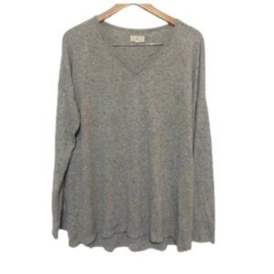 Lou & Grey v neck textured relaxed fit drop shoulder lightweight sweater XL